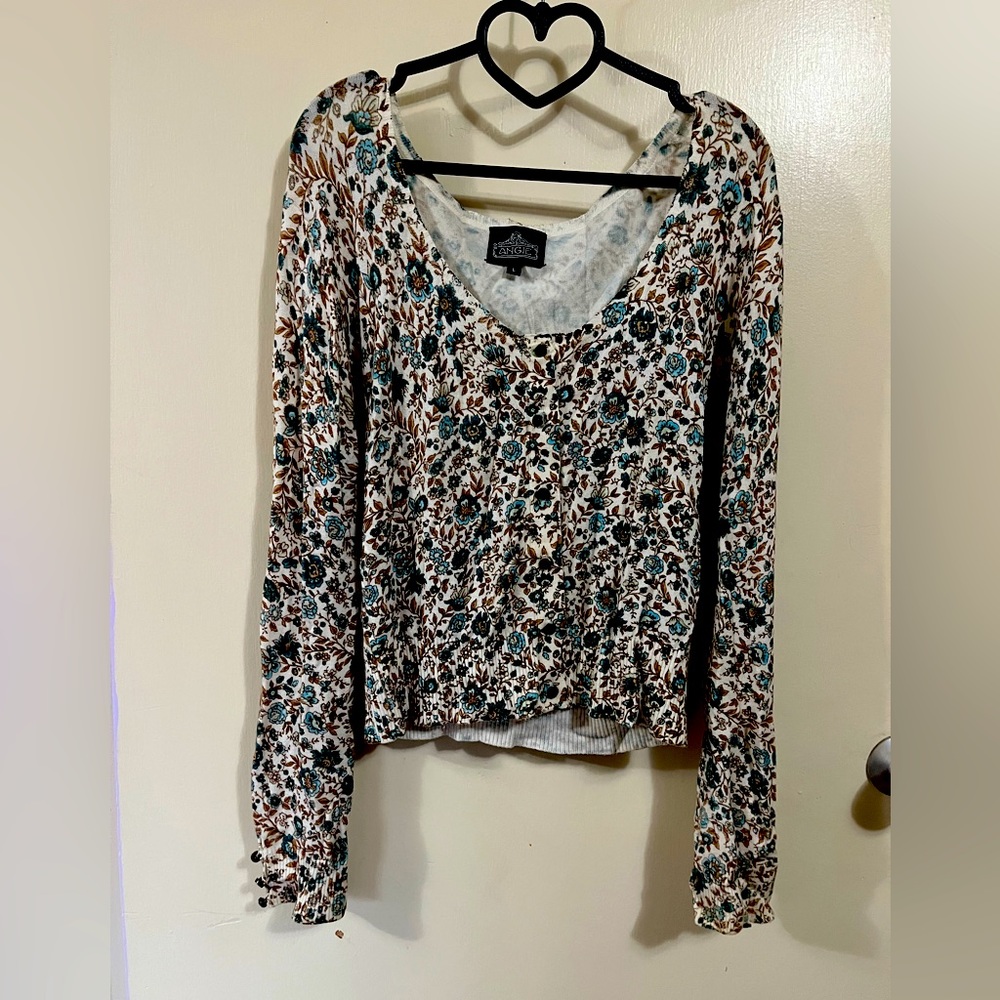 Floral sweater with rose buttons, super soft cardigan
